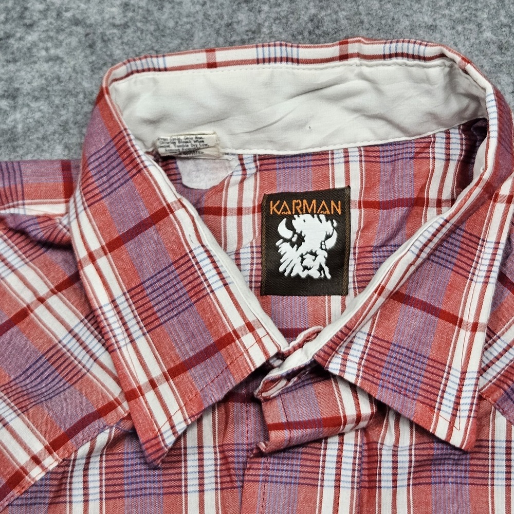 VINTAGE Karman Western Pearl Snap Shirt Small Ranch Wear Lightweight Rodeo - Picture 2 of 9